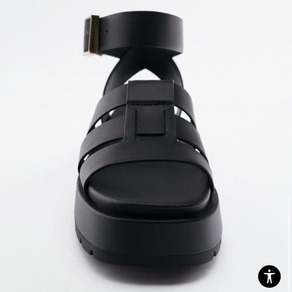 🖤HP🖤 Authentic Leather Zara Platform Chunky Fisherman Sandals US 9 EU 40 - Picture 3 of 12